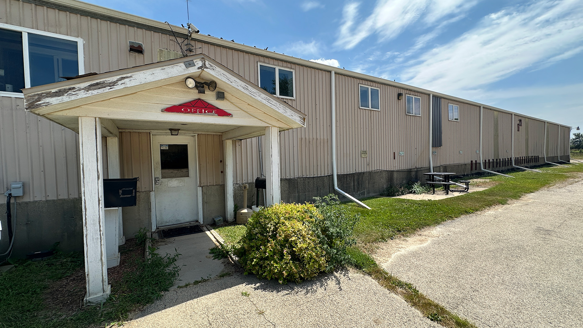 Exterior or grey brown food production plant