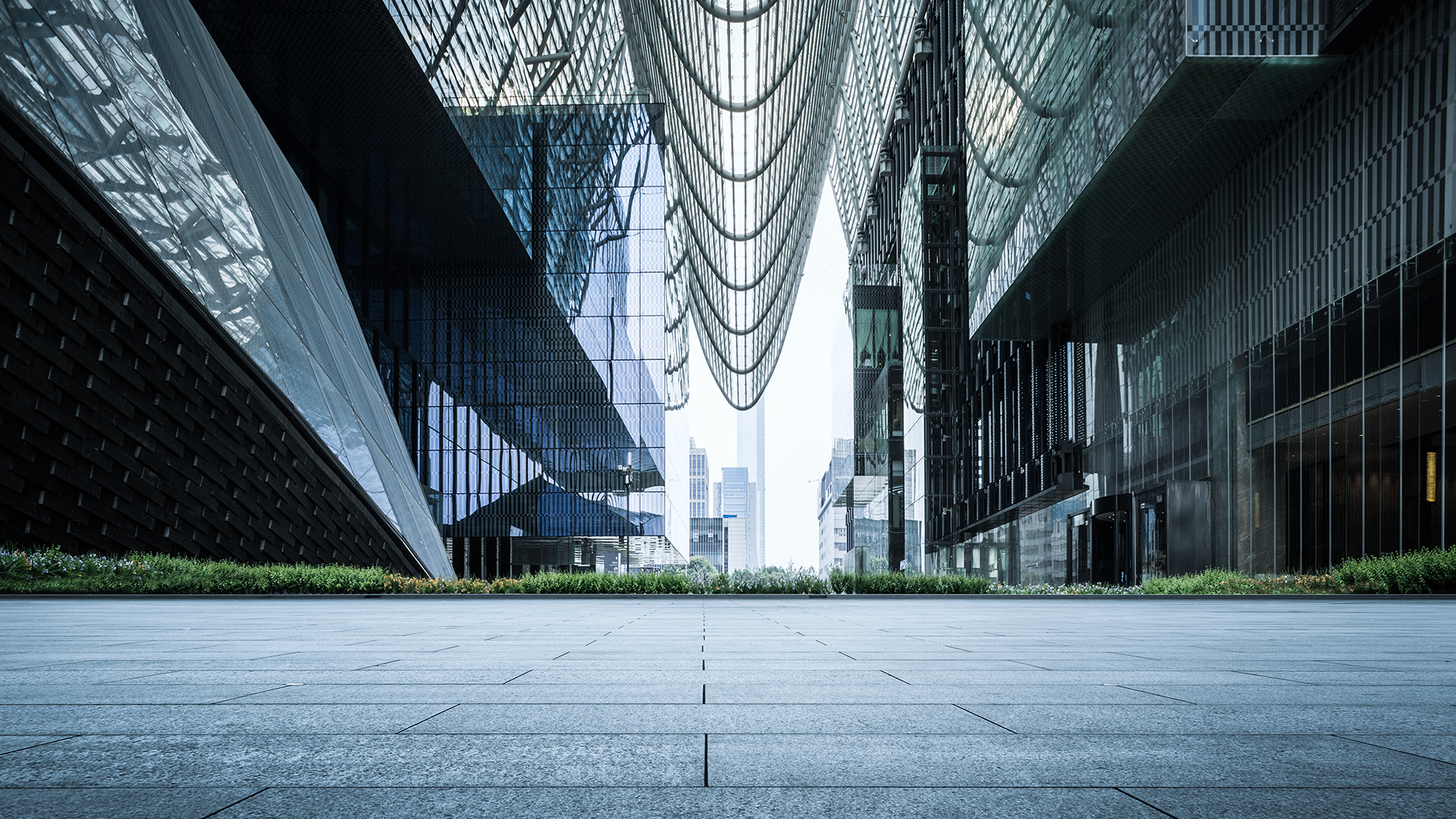 Exterior office, abstract courtyard