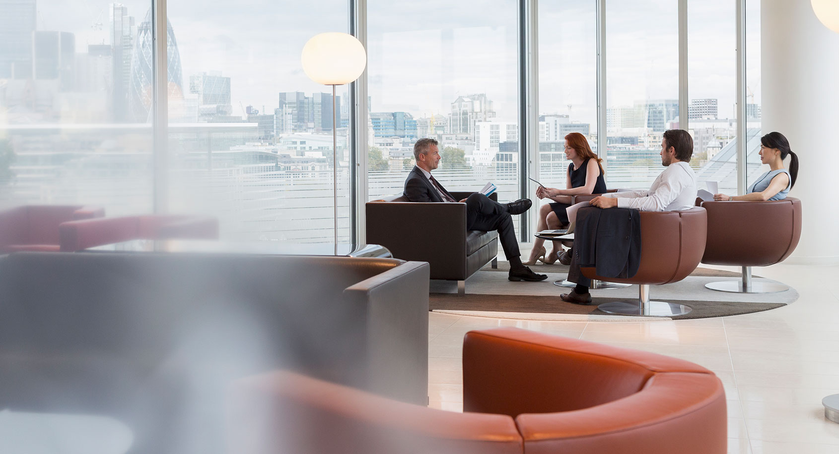 People sitting around coffee table