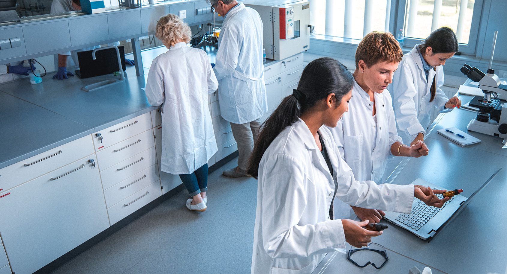 Team working in a lab