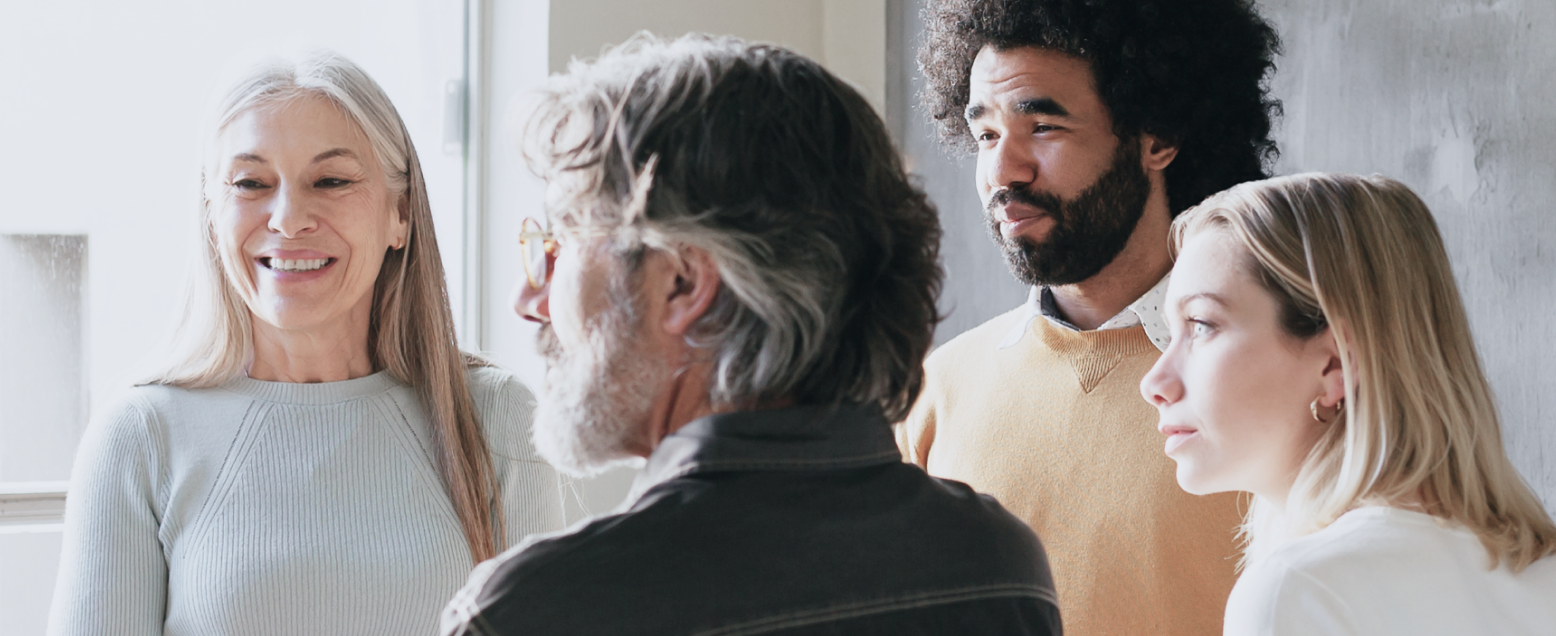A diverse group of smiling employees
